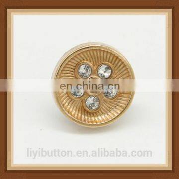 Fashion metal button, custom small rhinestones gold button for women's garment