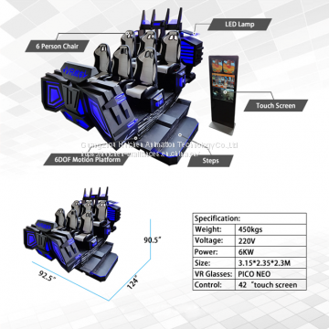 High Quality Real Feeling 6 Seats Virtual Reality Cinema Theaters 9D VR Simulator Cinema Game Machine