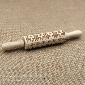 Laser Printing Wooden Rolling Pin,Made of Chinese Cherry