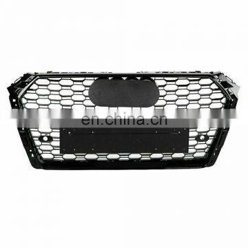 RS4 Style Honeycomb Type Mesh Gloss Black Front Grill 17-18 ST For Audi A4 S4 B9