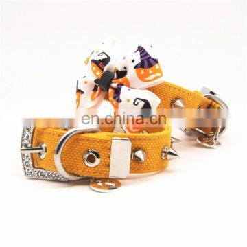 Halloween series rivet bow pet collar dog collar