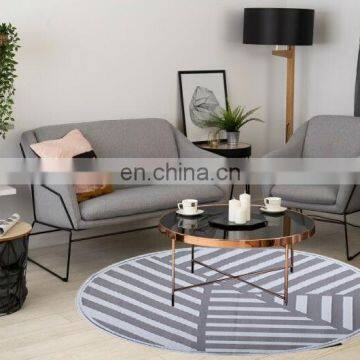 Black And White 7x7' Round Reversible Polypropylene Outdoor Rug Patio/Deck Camper Beach Mat/Reversible Picnic Carpet RV Mats photo-4