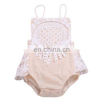 New arrival Rice white hollowed-out halter cute jumpsuit romper for baby girls