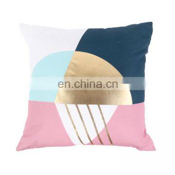 PU Patchwork Soft Geometric Print Decorative Square Throw Pillow/Cushion for Sofa Living Room photo-2