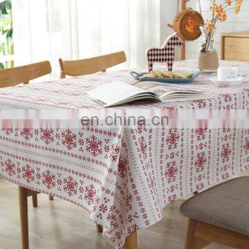 Linen Cotton Tablecloth Snowflake Fawn Washable Coffee Dinner Comfortable Table Cloth for Christmas Wedding Banquet