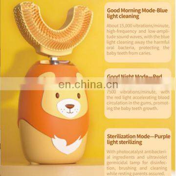 2020 Intelligent Clean Teeth 360 Degrees Cartoon Automatic U-shaped Sonic Children Kids Electric Toothbrush photo-4