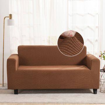 Stretch Velvet Sofa Slipcover Couch Sofa Cover Furniture Protector With Elastic Bottom Brown
