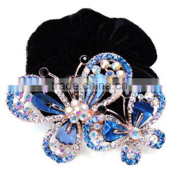 Colorful Rhinestone Cock Mink Fur Hair Band