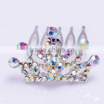 2015 new model FZ-043 Bridal wedding hair tiara crown wholesale full colorful diamond