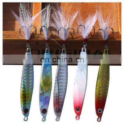 21g slow pitch jig metal lead jigging spoon fishing jigs hard  fishing lure sinking  with bkk treble hook