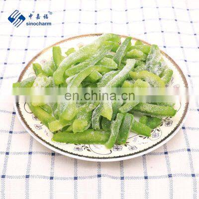 Sinocharm BRC A Approved W5-7MM IQF Sliced Green Pepper Strips Frozen Bell Peppers