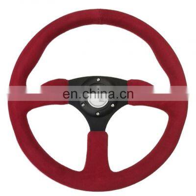 Red suede Universal customized 350 mm Steering Wheel