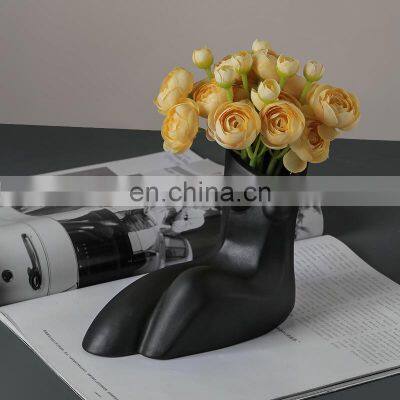 Amazon Hot Sellings Nordic Female Body Modeling Ceramic Flower Body Vase For Decorations Home