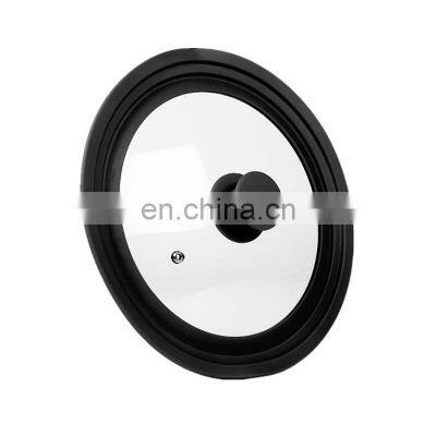 Food Grade Multi Size Frying Kitchen Universal Safe Pan Pot Silicone Tempered Glass Lids photo-4