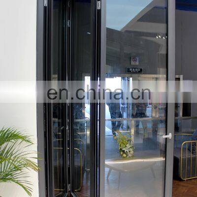 Apartment Aluminum Profile French Bifold Many Panels Accordion Metal Frame Modern Sound Proof Exterior Front Folding Glass Doors photo-3