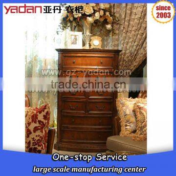 antique wooden chest of drawers, wall cabinet high with carving