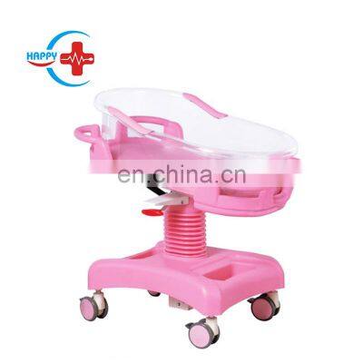 HC-M024 Luxury crib cot bed Eco-Friendly ABS Hospital Baby cart for new born infant baby Gas Spring adjustable Baby Trolley