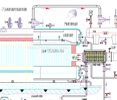 50000m ³ 1100 ℃ Flue Gas Waste Heat Steam Boiler 6 Ton Waste Heat Boiler photo-3
