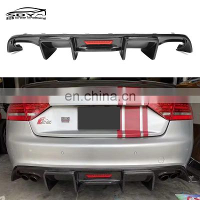 A5 S5 B8 Coupe KB Style Carbon Fiber Rear Diffuser With Light Rear Bumper lip For Audi A5 Sline S5 2 Door 2008-2011