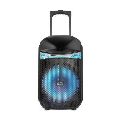 SING-E ZQS12122 12 Inch Portable Trolley Subwoofer Speaker With Colorful RGB Lights 60W Deep Bass Support Dual Wireless Mic