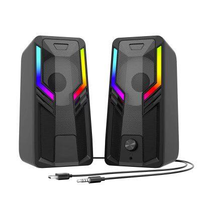 Colorful Led Light 3.5mm Jack Audio Usb Interface 10w Power Supply Computer Wired Wireless Gaming Speaker