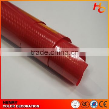 Red Color Air Free Bubbles 3D Carbon Fiber Car Vinyl Film for Auto