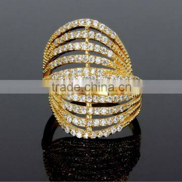 Newest Design Saudi Love 18K Gold Clear Stones Elegant Bridal Jewelry Ring in CZ photo-3
