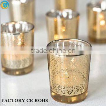 online wedding antique silve tea-light holder/ 2015 popular gold mecury candle