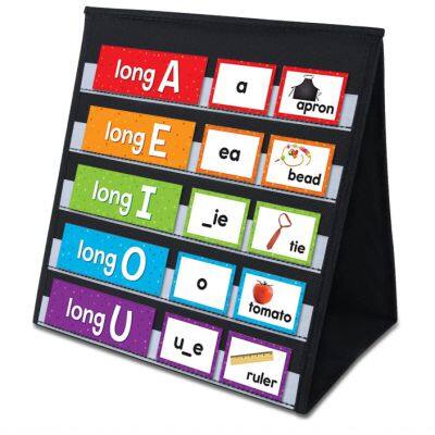 Tabletop Pocket Chart for Classroom, Small Double Sided Pocket Chart for Kids Learning at Home