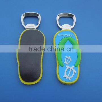 travel souvenir gifts flip flops shoes 3D pvc fridge magnet bottle opener, maldives magnetic pvc opener