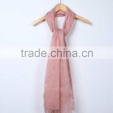 Custom Japan Fashion Women Solid Color Tassel Cotton Linen Pashmina Scarfs photo-5