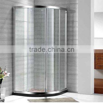 Aluminium alloy frame material double sliding curved glass shower door 2015