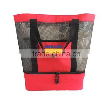 mesh pvc cooler shopping bag with bottom compartment