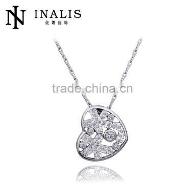 Wholesale 18K white gold plated necklace with heart pendant LKN18KRGPN481