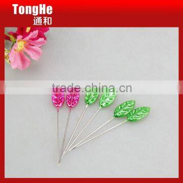 Decorative 55mm Colorful Leaf Shape Pearl Head Pin