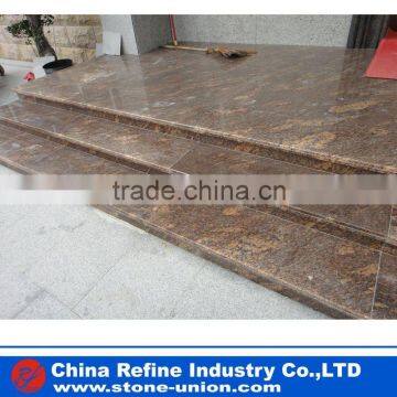 Outdoor brown granite stone stair