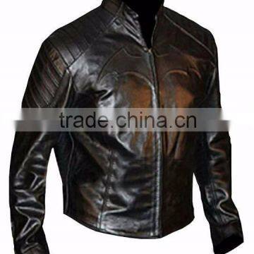 New fashion christian bale batman leather jacket for mens motorbike leather jacket