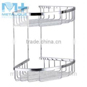 Brass Corner Basket Bathroom Shelves photo-5