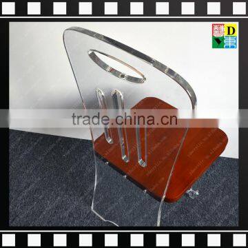 2016 Special Designed Transparent Clear Acrylic Restaurant Dining Chair With Wood Seat photo-3