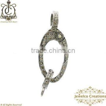 Natural Diamond Pave Handmade Finding, Designer 925 Silver Pave Diamond Lock Clasp Finding, Jewelry Component, Jewelry Lock