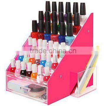 Pink & Clear 36 Bottles Acrylic Nail Polish Rack Organizer Riser Display Stand