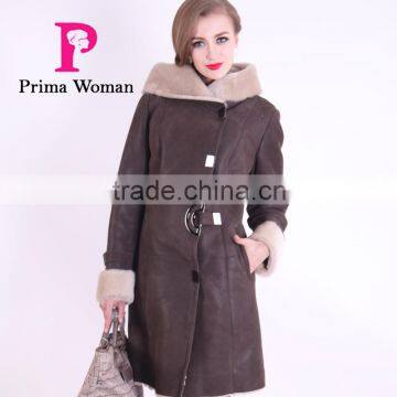 2015 Winter Medium Length Women Slim Fit Woolen Fur Coat