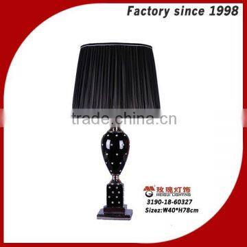 chiffon shade and crystal decor black table lamp