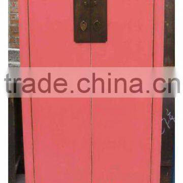 Chinese Antique Pink Wardrobe / Wedding Cabinet