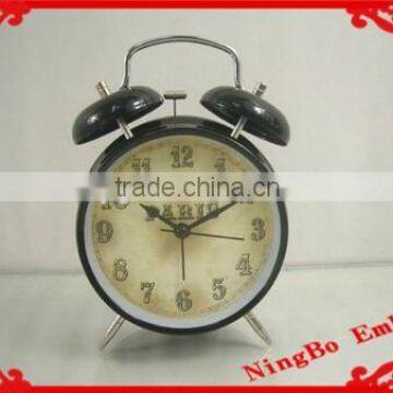 Decorative classic table top Black double bell metal different types desktop alarm clock