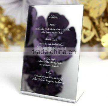 2016 hot sale beautiful silver mirrored acrylic wedding invitations with white screen printing