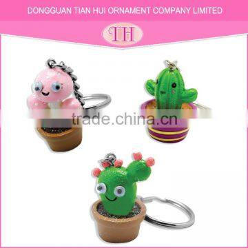 Simlpe fancy mini plant designs resin material waist metal key chain custom