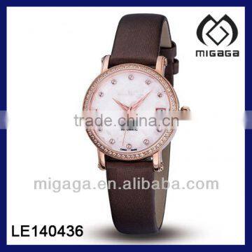 ARTIFICIAL DIAMOND ELEGANT ROUND DIAL WATCH-GOLD TONE ELEGANT WATCH