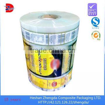 Shredded mozzarella frozen protective food packaging plastic roll film