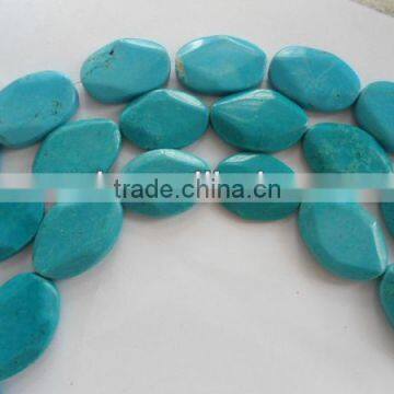 Natural stone blue turquoise gemstone oval beads faceted jewelry